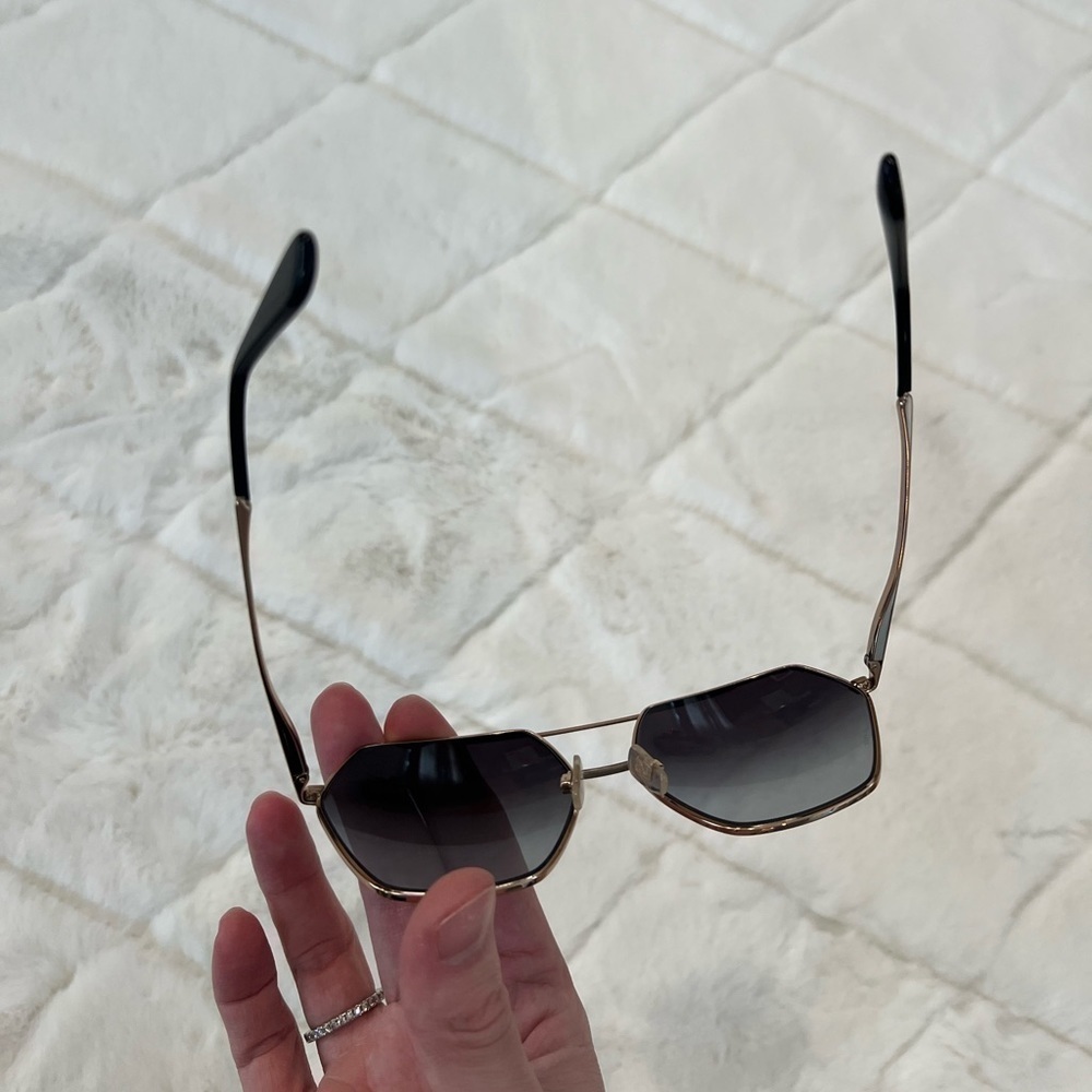 Dolce & Gabbana DG2157 Gold Aviator Polarized Polygon Sunglasses Black - Picture 12 of 15